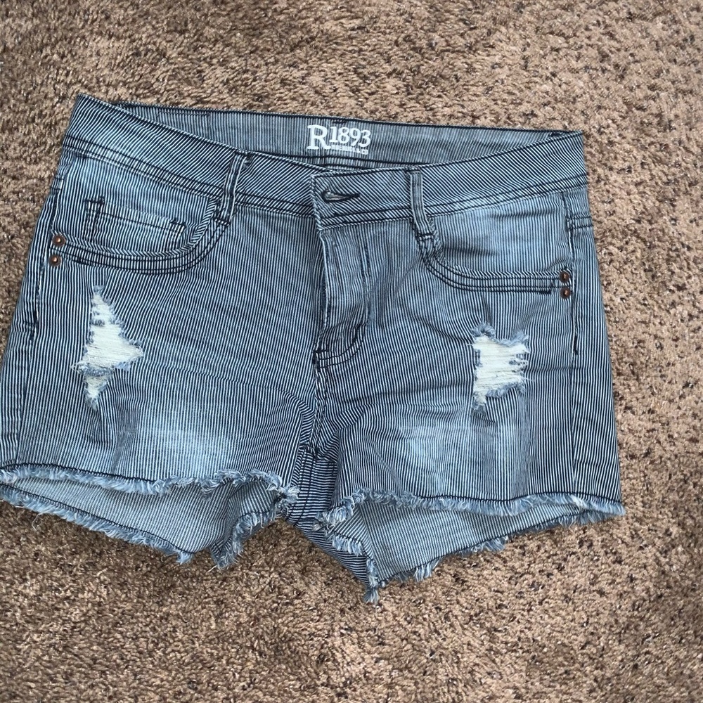 Striped Jean Shorts